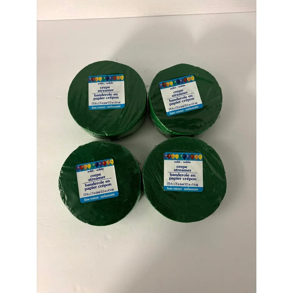 Green Crepe Paper Streamers 4 Pack 175 ft Each Party Decorations Greenbrier New
